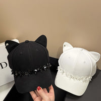 Gothic Floral Pierced Cat Ear Baseball Cap