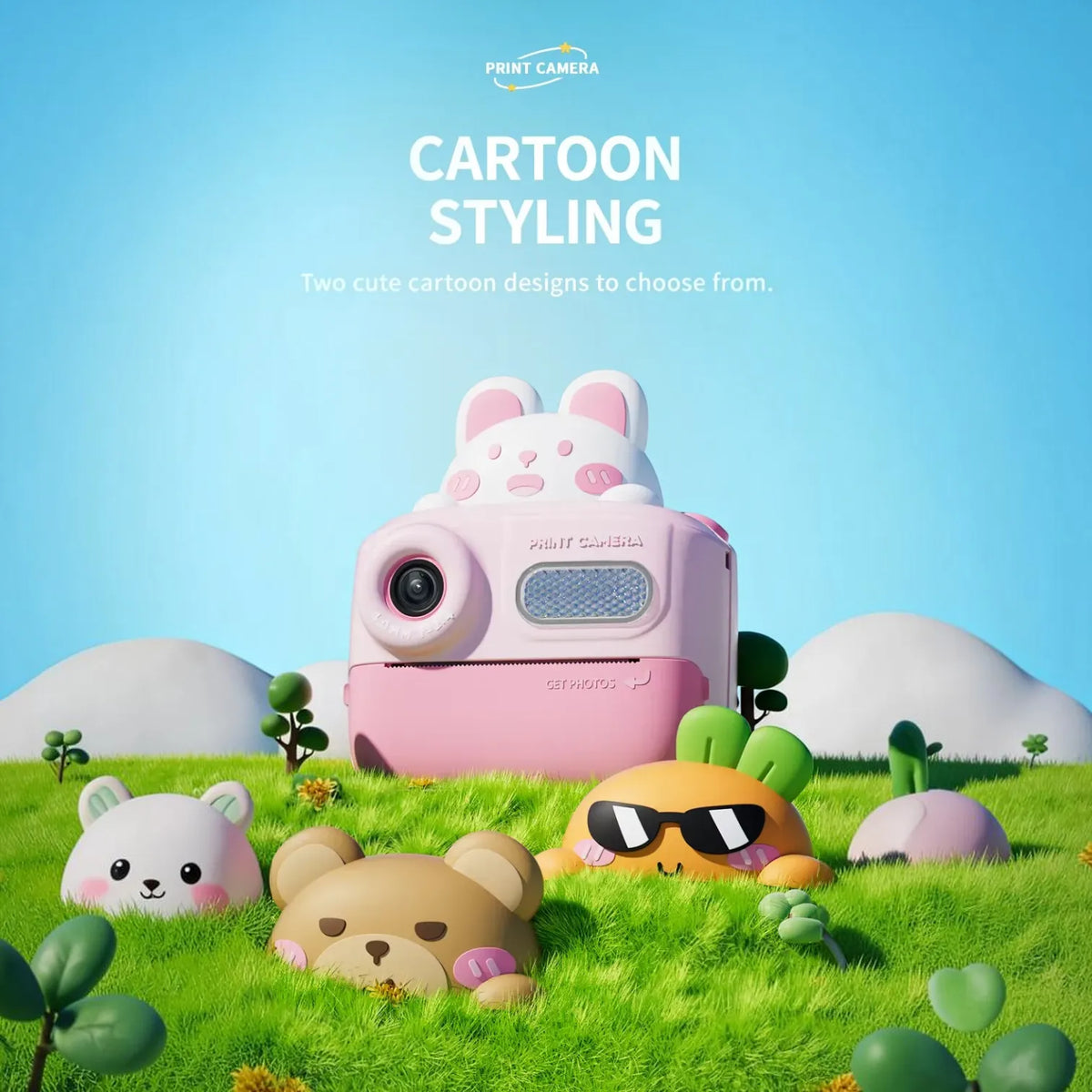 Cartoon Dual Lens Instant Print Digital Camera