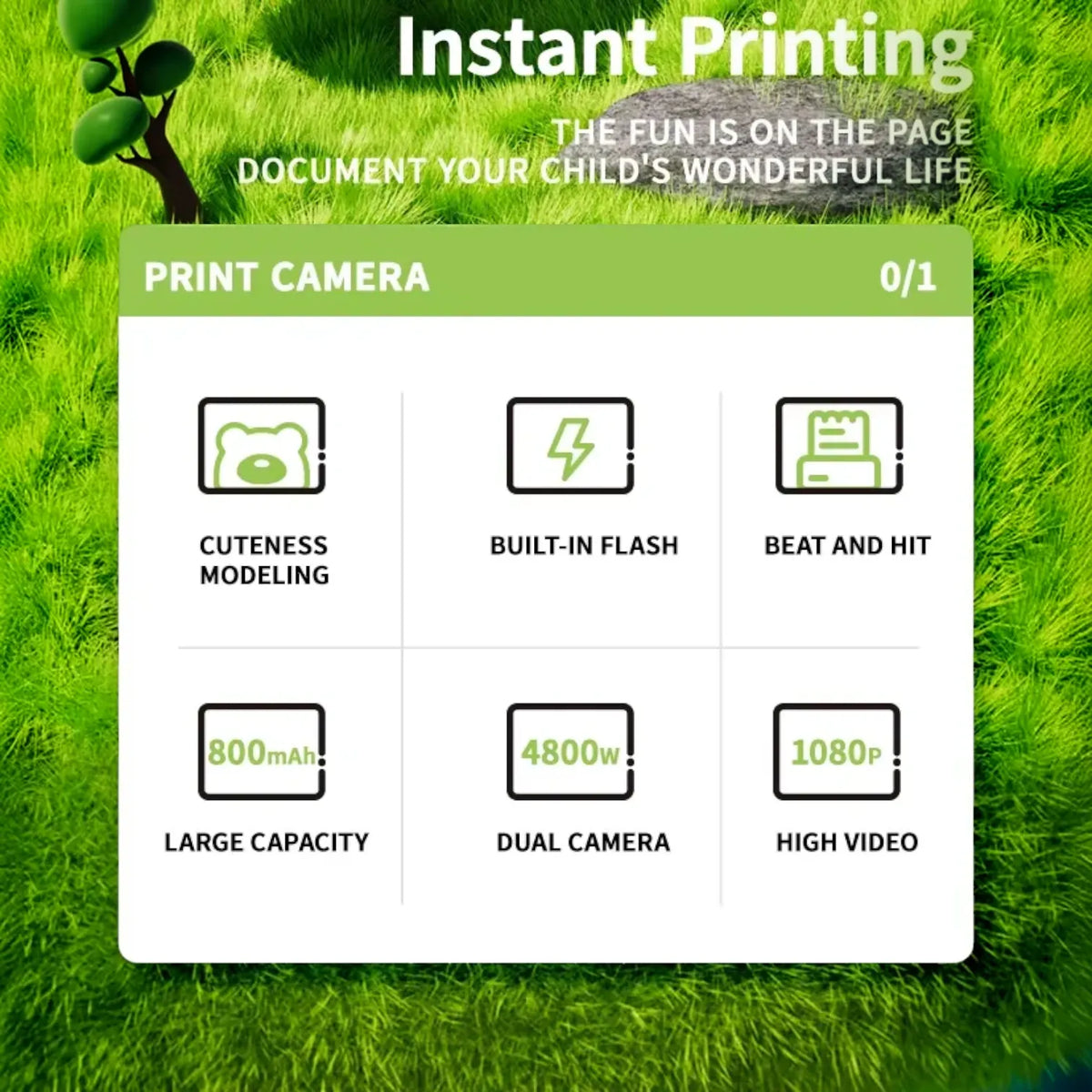 Cartoon Dual Lens Instant Print Digital Camera