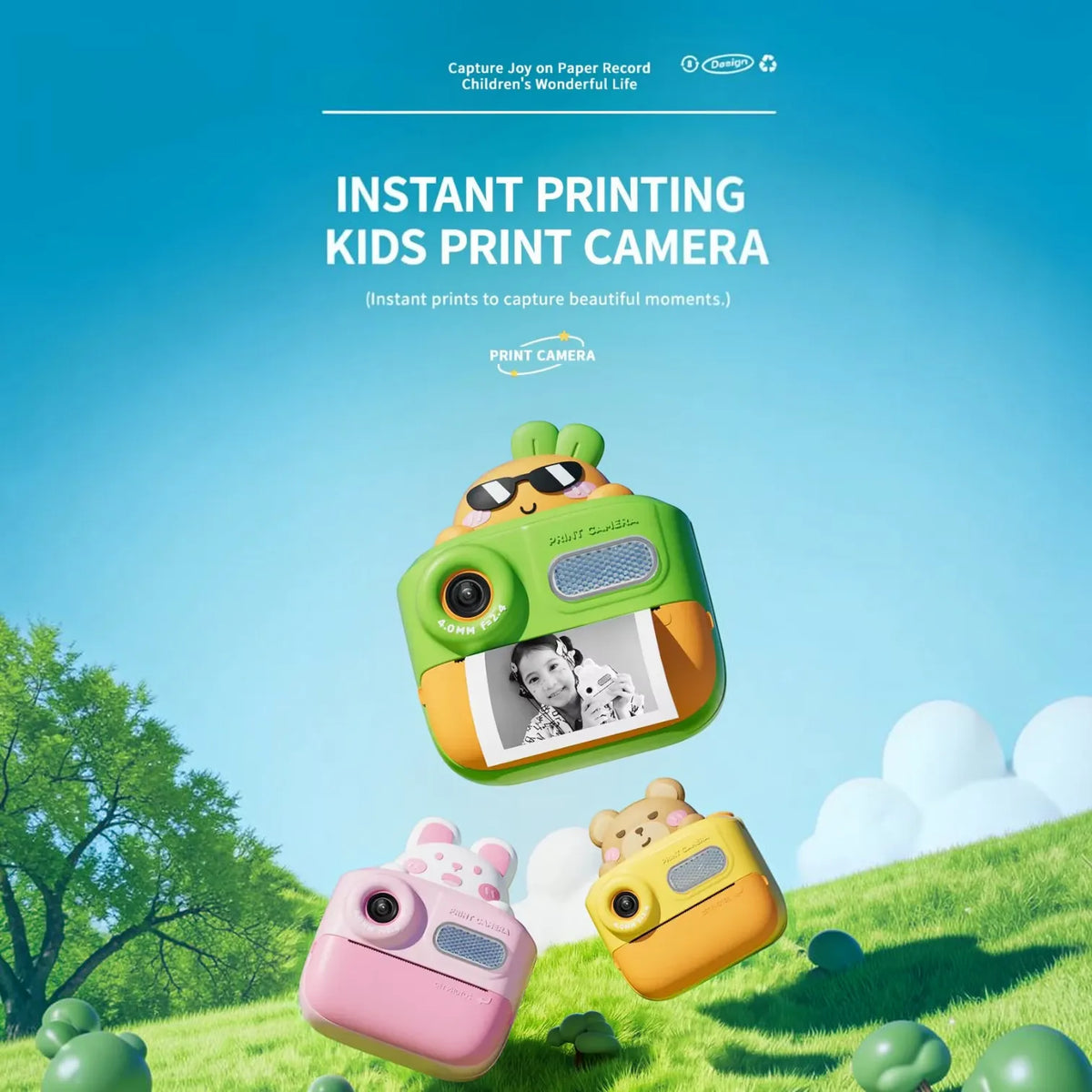 Cartoon Dual Lens Instant Print Digital Camera