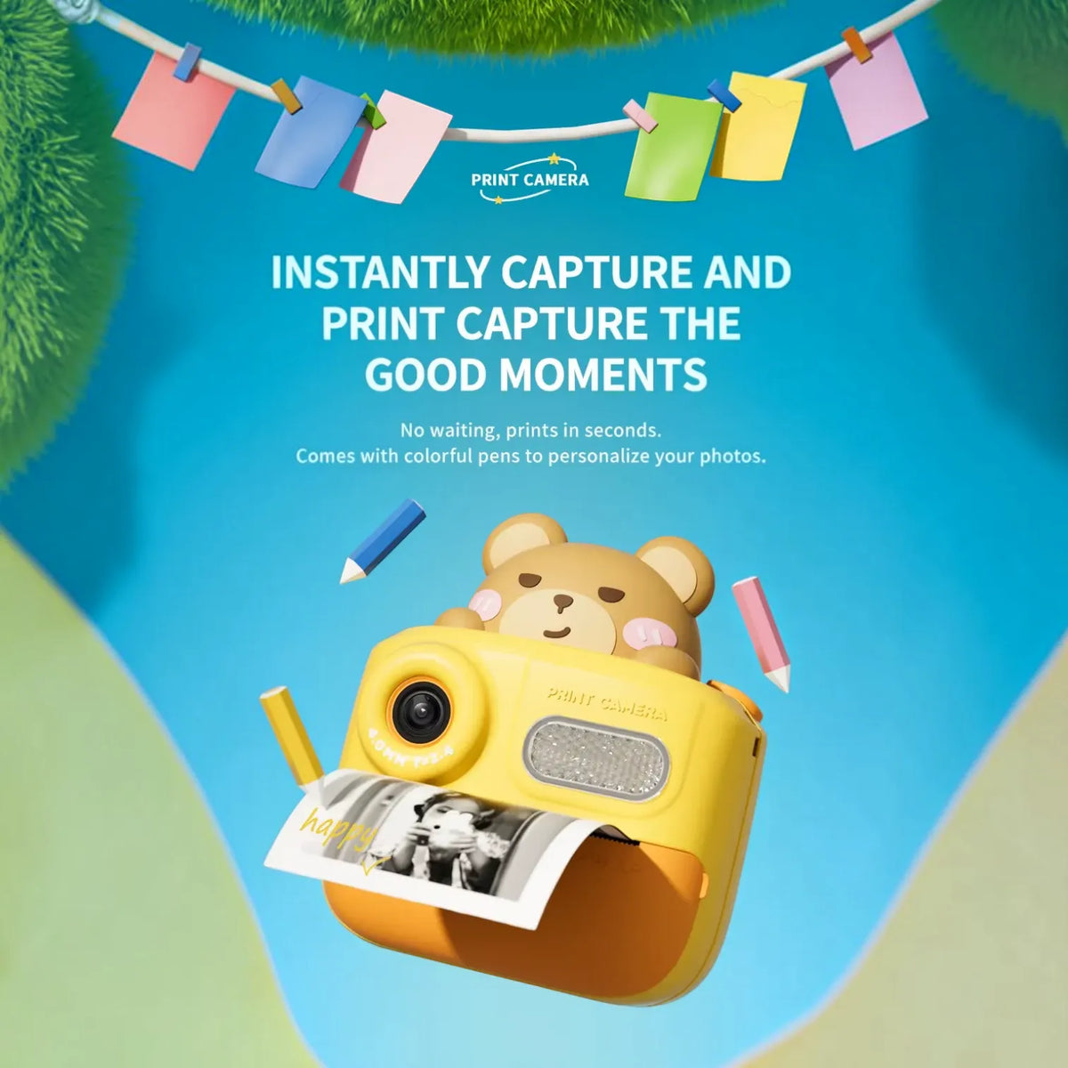 Cartoon Dual Lens Instant Print Digital Camera