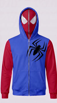 Spiderman Full Zip Mask Cosplay Hoodie