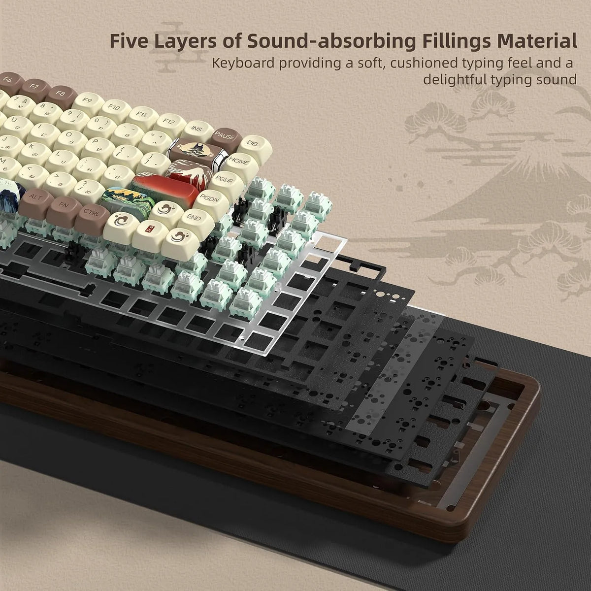 Womier WD75 V2 Artisan Walnut Mechanical Keyboard