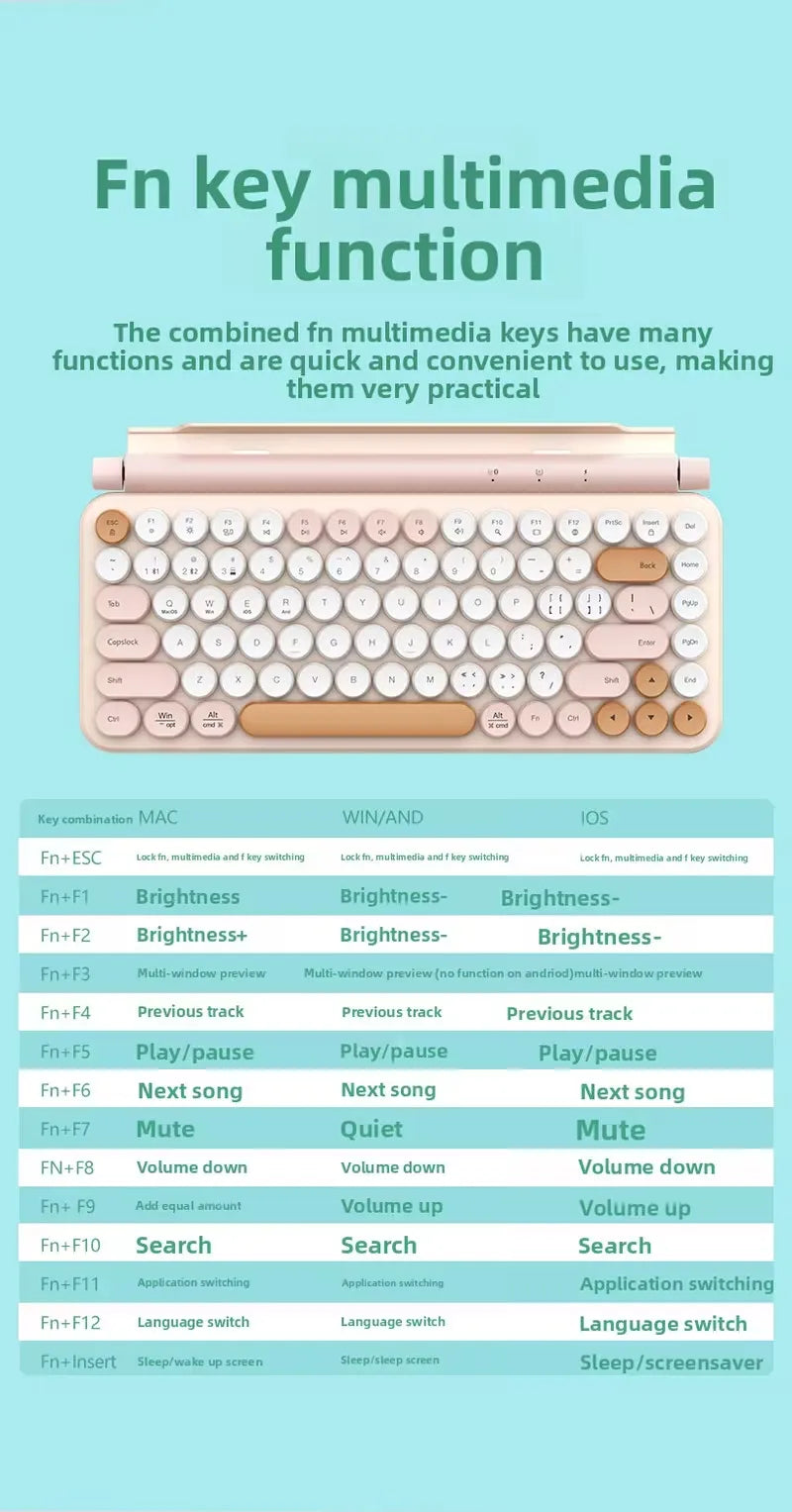 Retro Chic Typewriter Wireless Tablet Keyboard