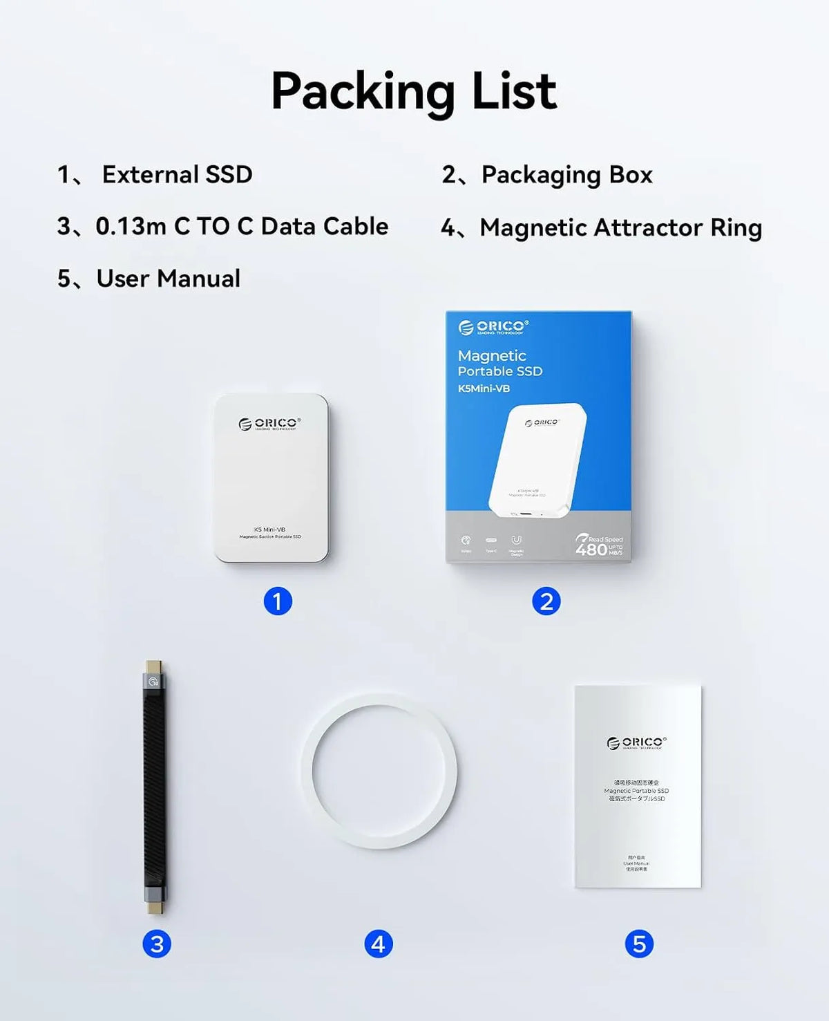 ORICO K5 Mini-VB 1 TB Magnetic Portable SSD