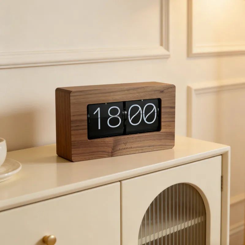 Nordic Solid Timber Mechanical Split-Flap Clock