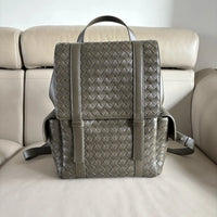 BotVena Intrecciato Woven Calfskin Flap Backpack