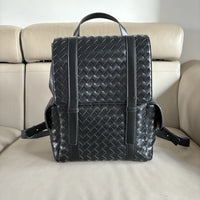 BotVena Intrecciato Woven Calfskin Flap Backpack