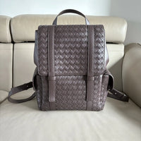 BotVena Intrecciato Woven Calfskin Flap Backpack