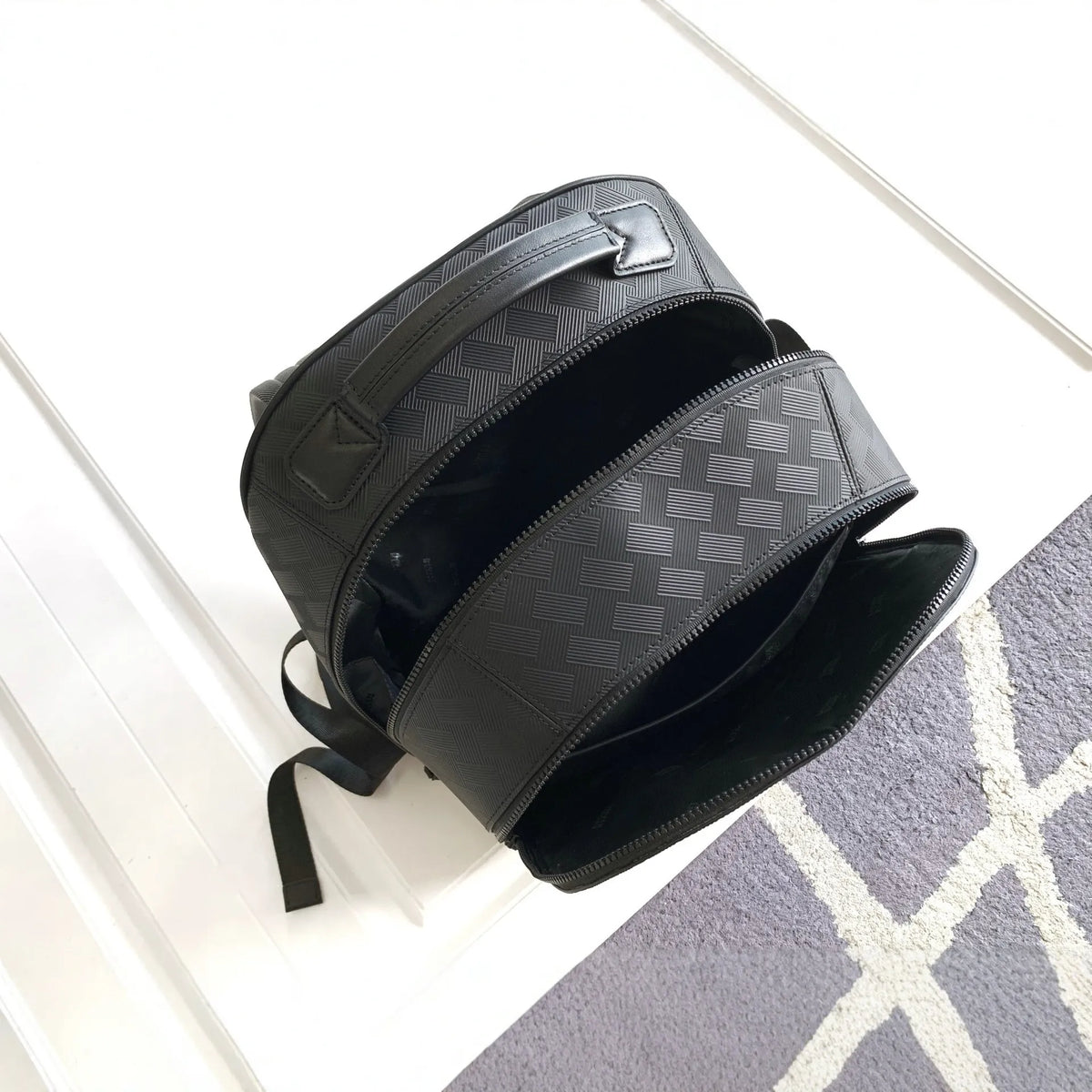 B-Mountain Intrecciato Slim Architectural Leather Backpack