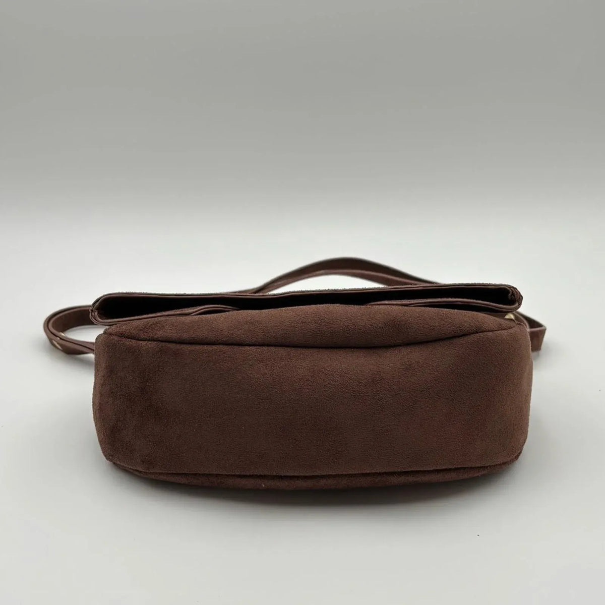 VW Vintage Chocolate Suede Flap Shoulder Bag