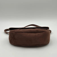 VW Vintage Chocolate Suede Flap Shoulder Bag