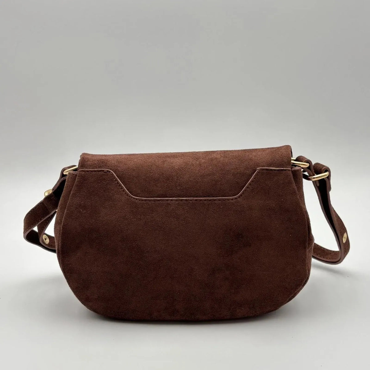 VW Vintage Chocolate Suede Flap Shoulder Bag