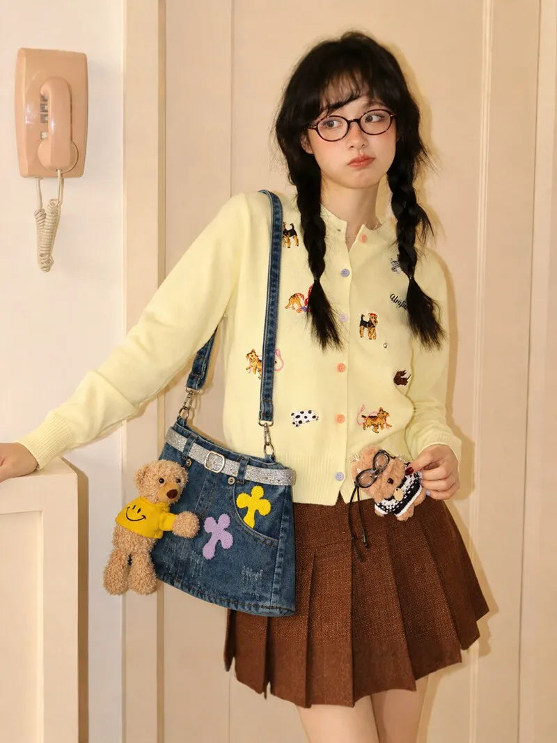 Denim Mini Skirt Crossbody Shoulder Bag
