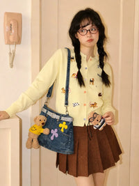 Denim Mini Skirt Crossbody Shoulder Bag