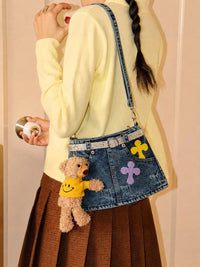 Denim Mini Skirt Crossbody Shoulder Bag
