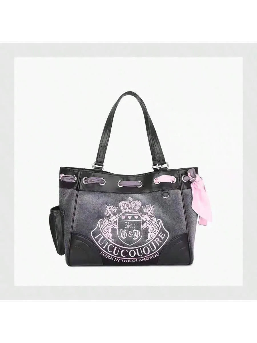 J- Couture Daydreamer Velour Shoulder Tote