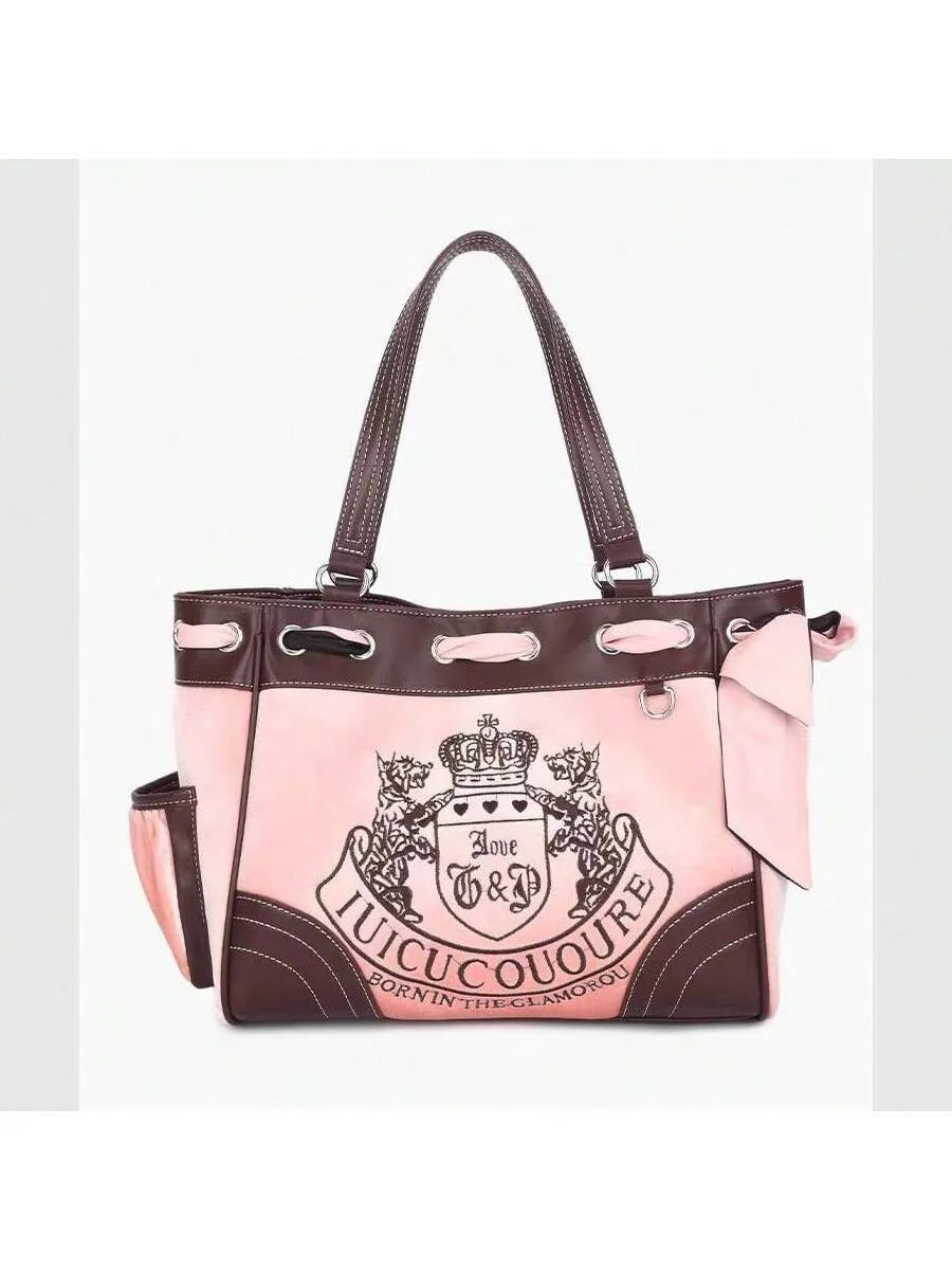 J- Couture Daydreamer Velour Shoulder Tote