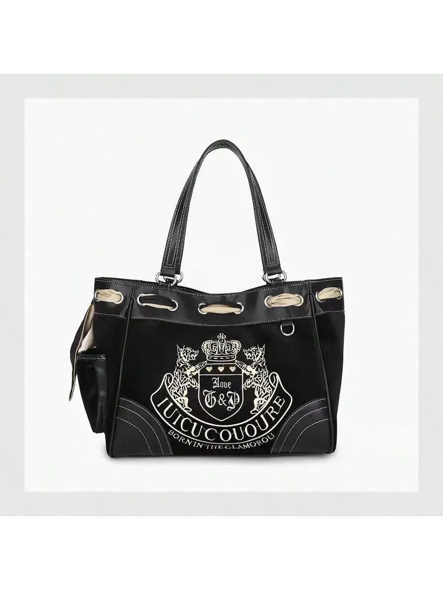 J- Couture Daydreamer Velour Shoulder Tote