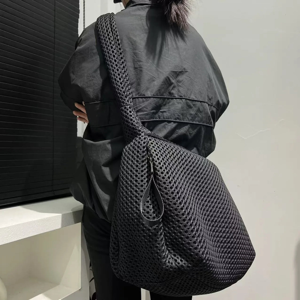 Cyberpunk Honeycomb Mesh Slouchy Hobo Sling