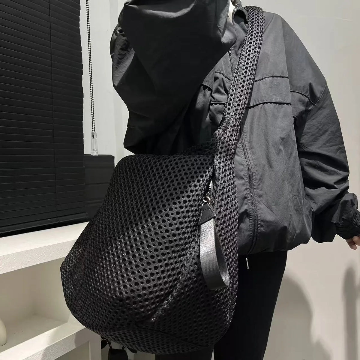 Cyberpunk Honeycomb Mesh Slouchy Hobo Sling