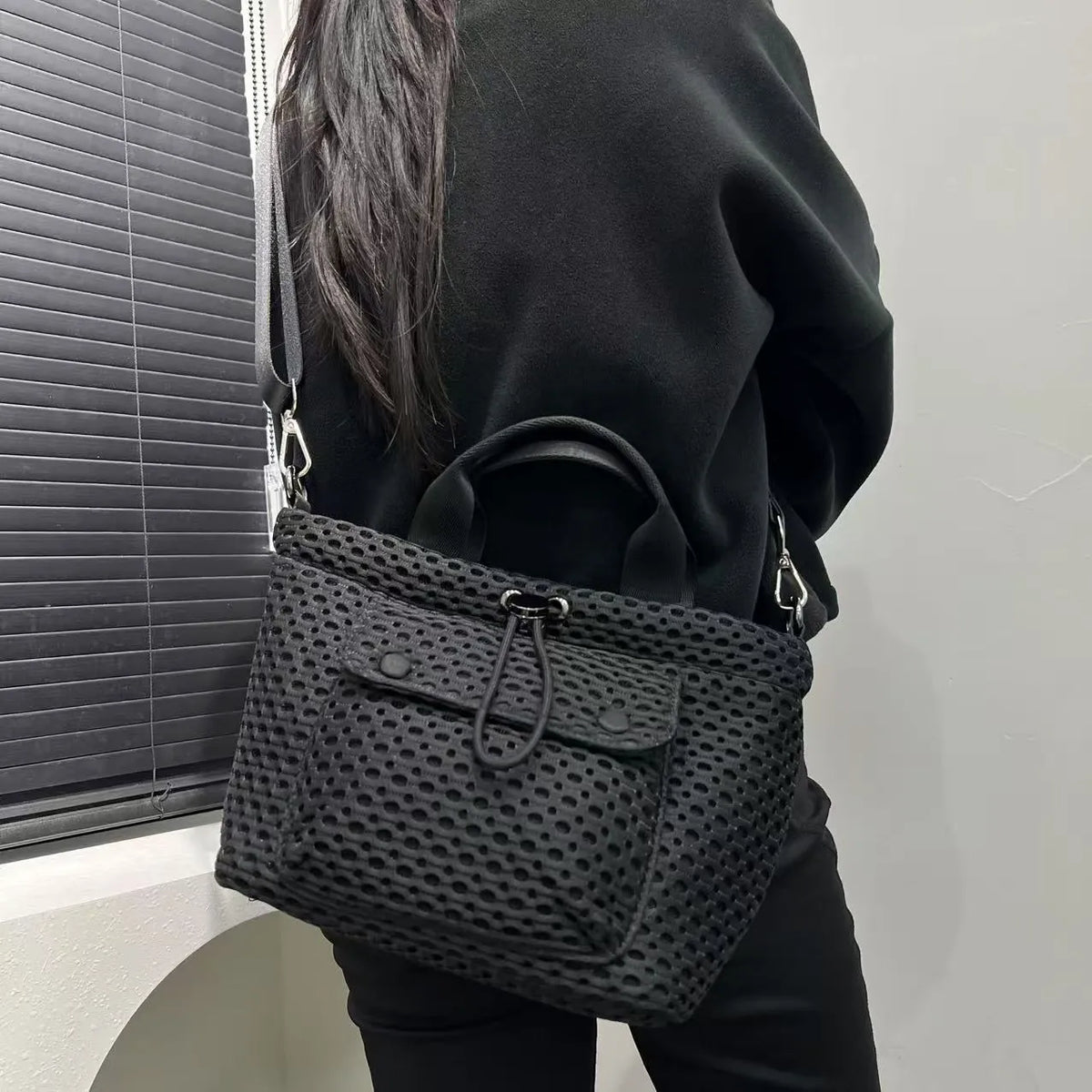 Honeycomb Mesh Cargo Crossbody Handbag