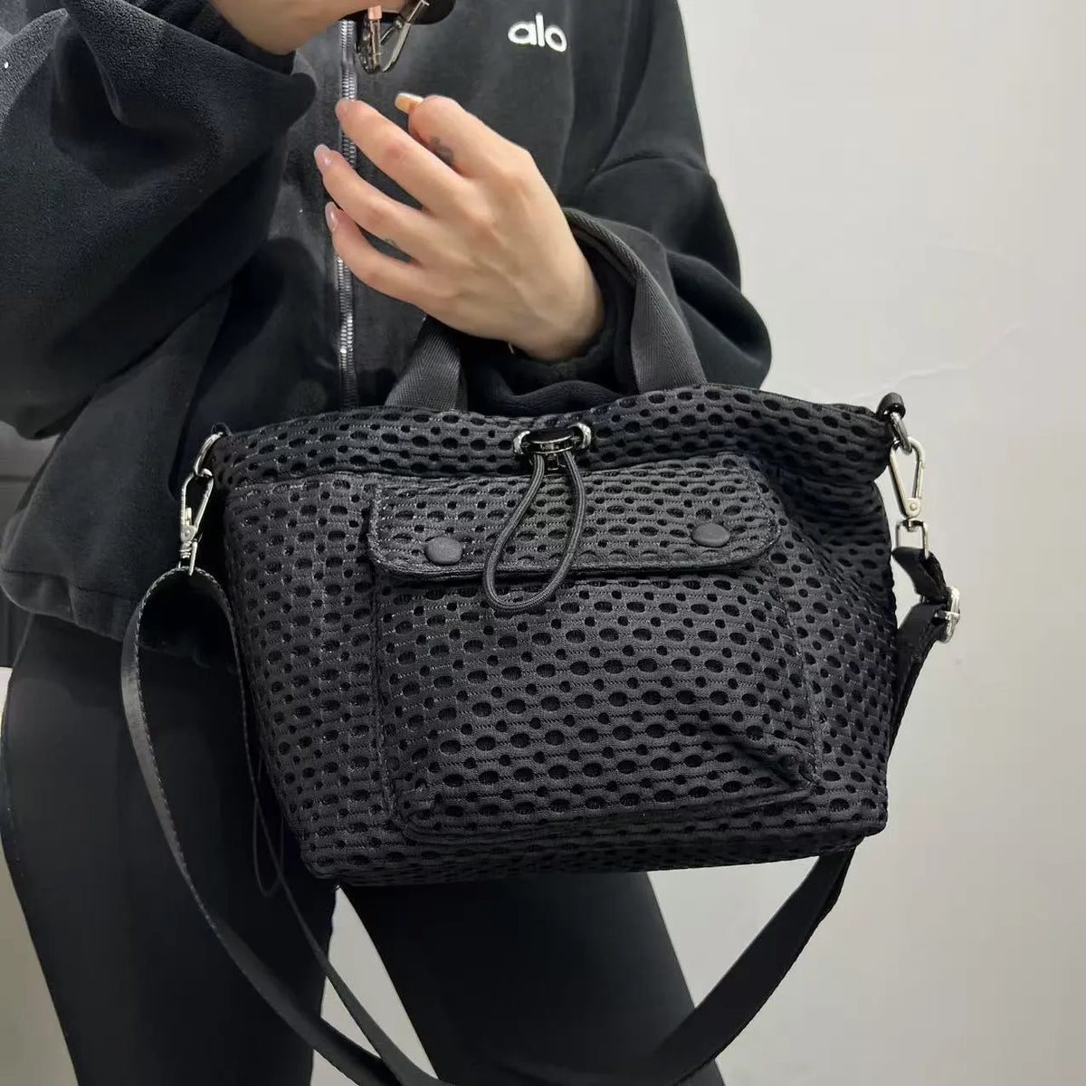 Honeycomb Mesh Cargo Crossbody Handbag