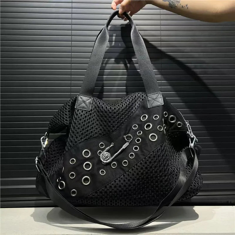Eyelet Mesh Slouchy Shoulder Tote