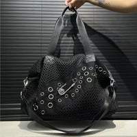 Eyelet Mesh Slouchy Shoulder Tote