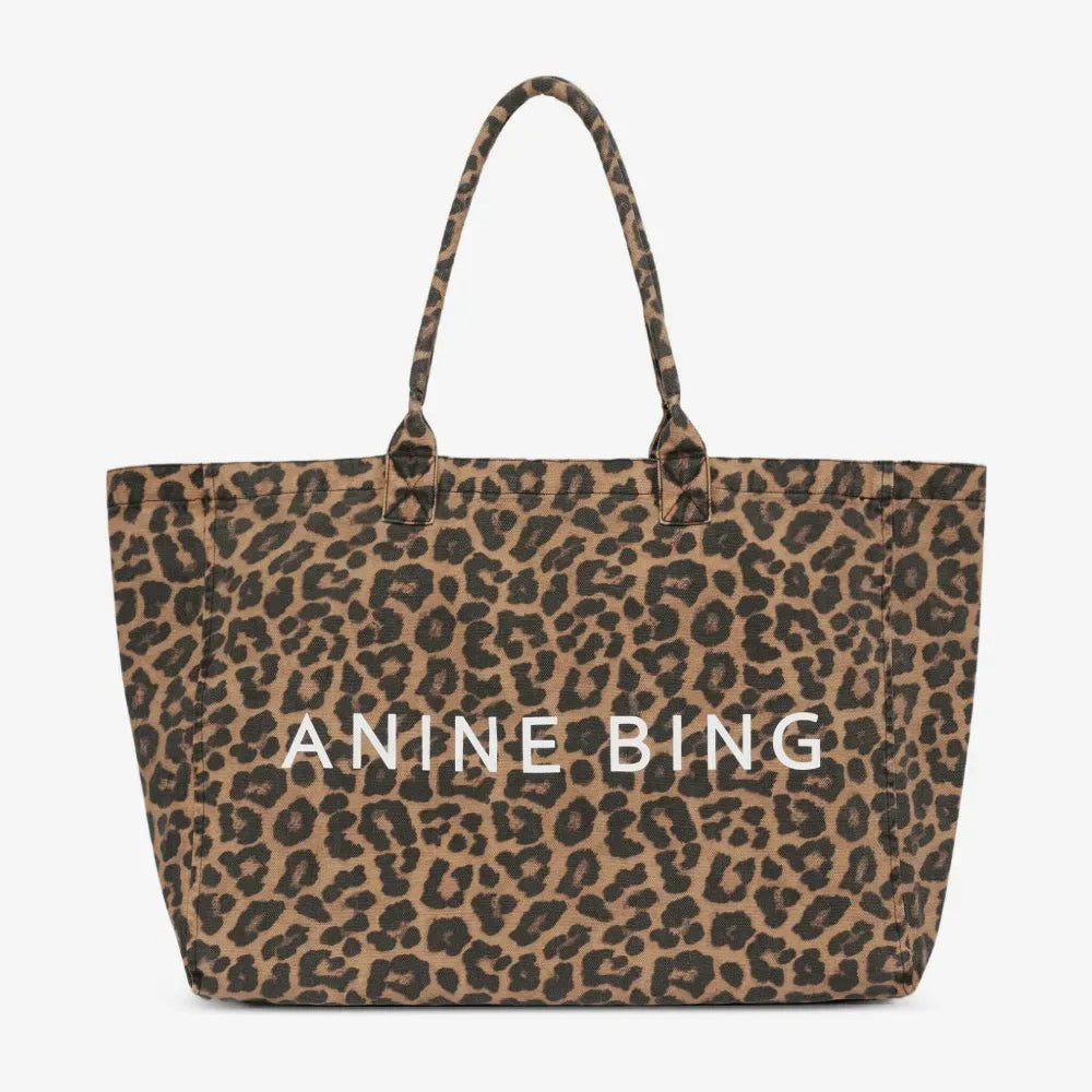 Anine Bing Leo Leopard Print Carryall Tote