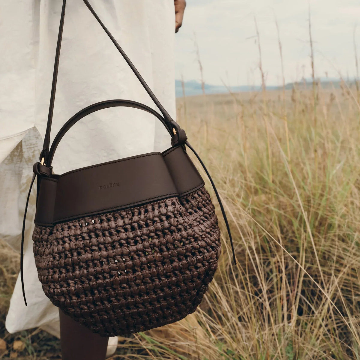 Polene Numéro Huit Calfskin Mini Basket Tote