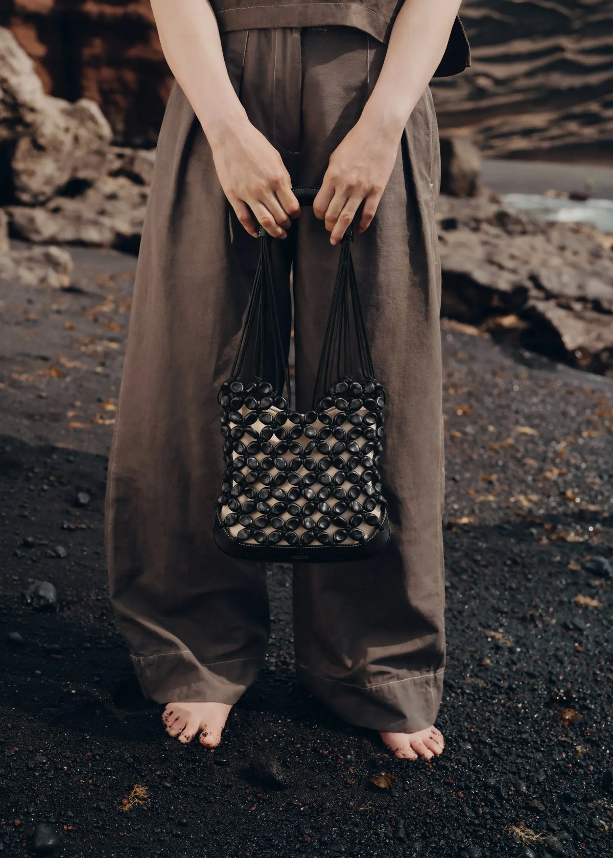 Polene Solé Leather Pearl Net Tote