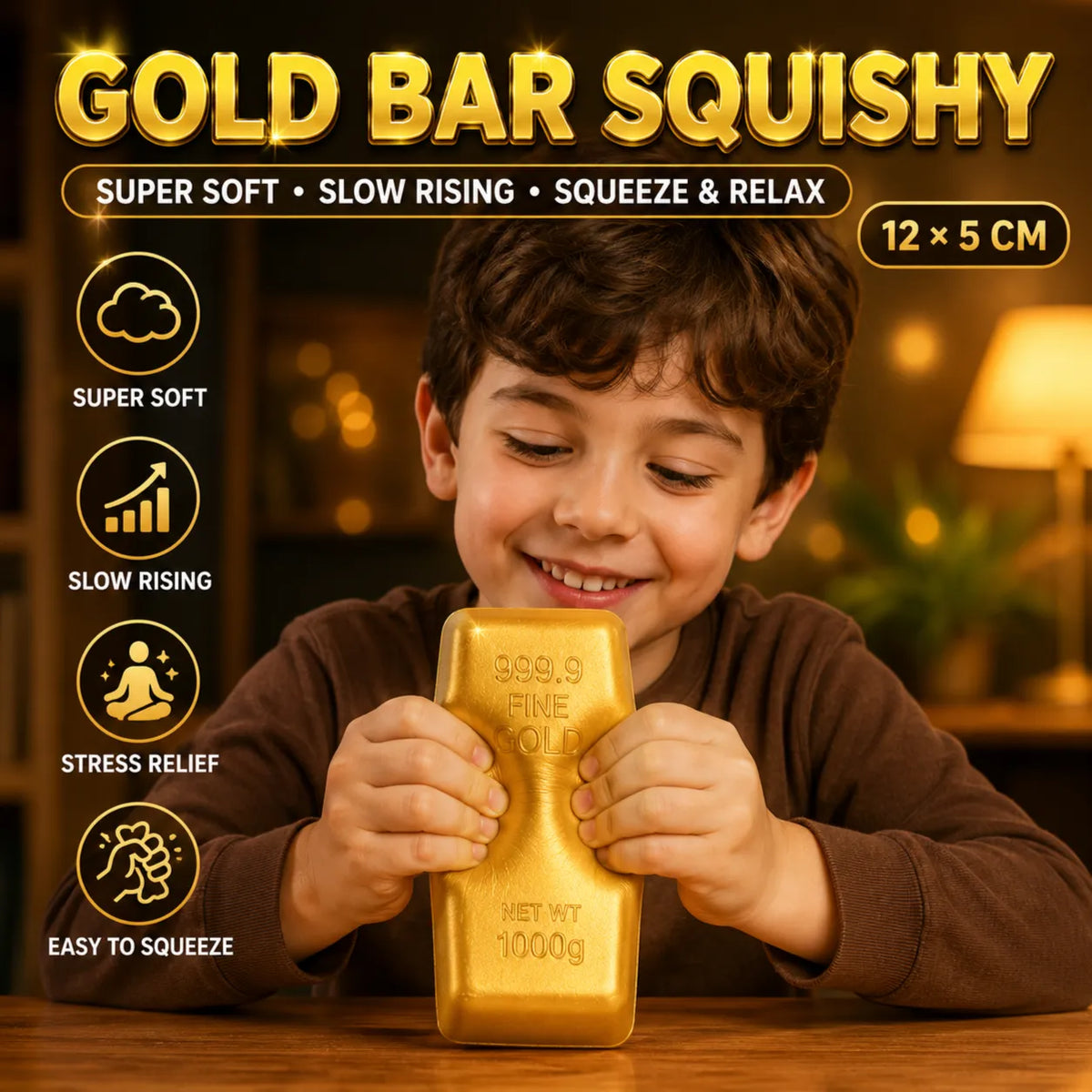 Fine Gold Bar Sensory Squishy Toy (Set of 4)