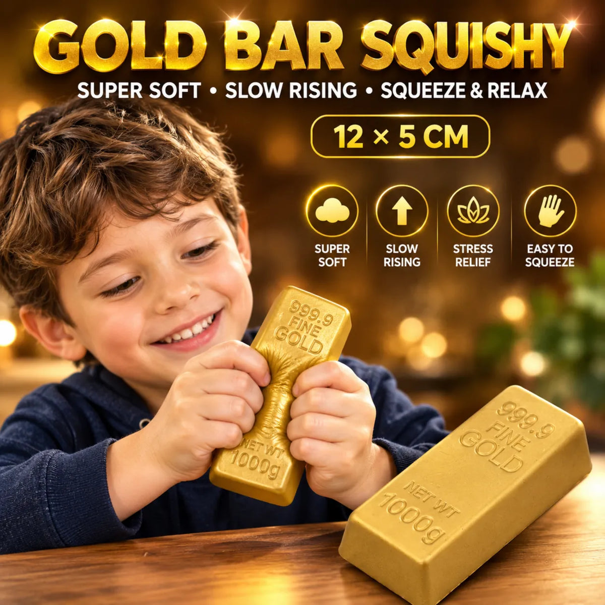 Fine Gold Bar Sensory Squishy Toy (Set of 4)