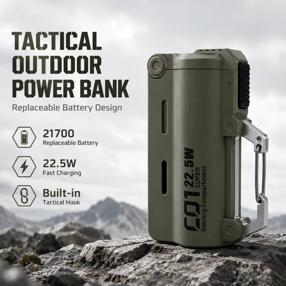 C01 Tactical Magazine 22.5W Replaceable Power Bank (5000 mAh)
