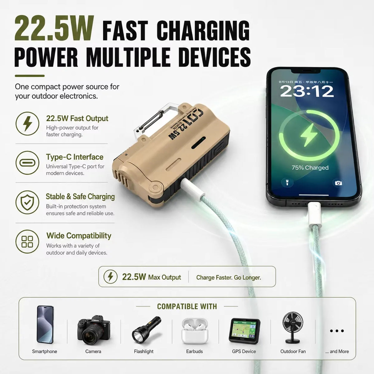 C01 Tactical Magazine 22.5W Replaceable Power Bank (5000 mAh)