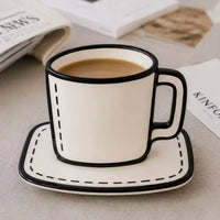 2D Comic Illusion Coffee Cup & Saucer Set