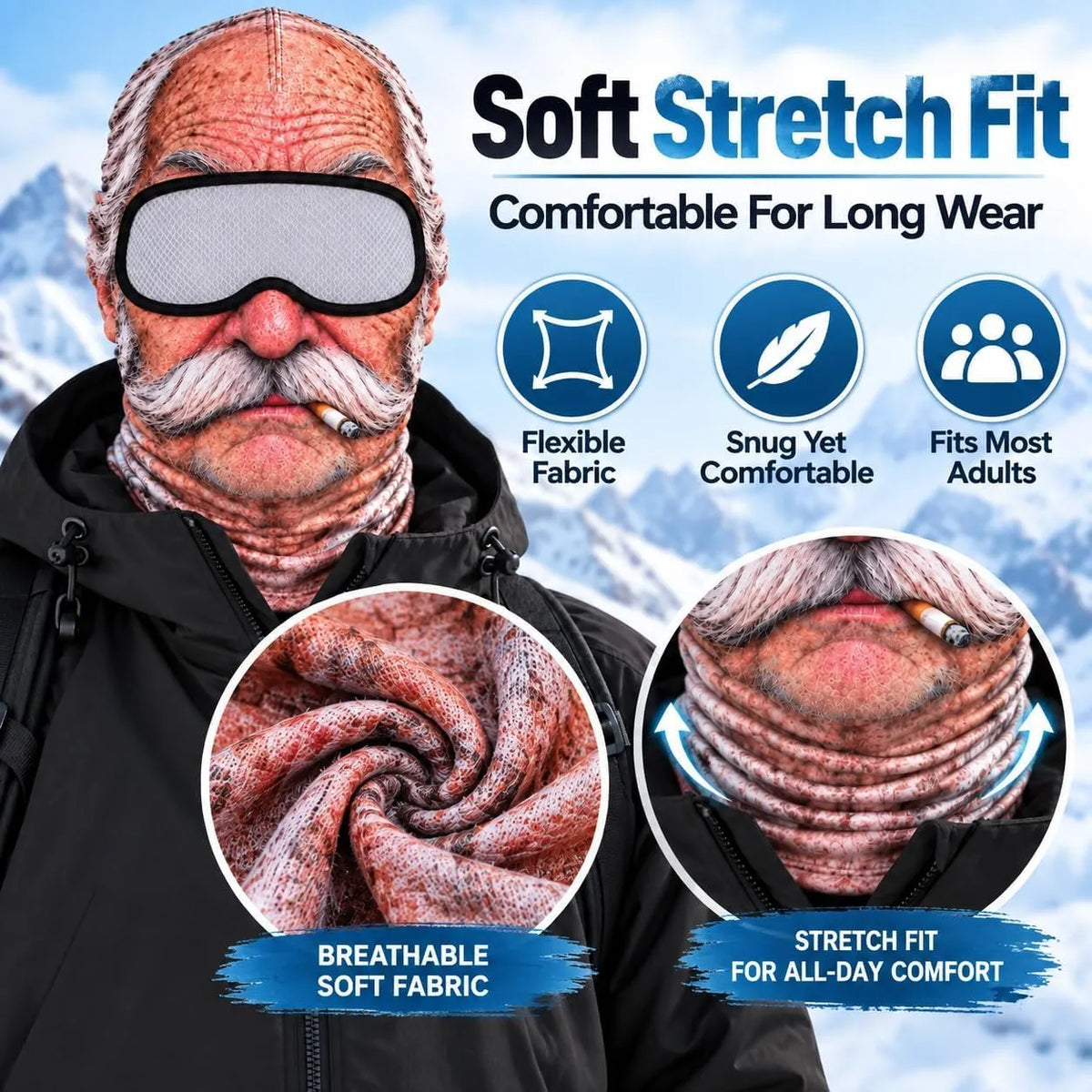Grandpa Realistic Face Winter Balaclava Mask