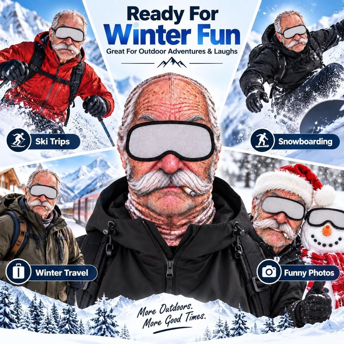 Grandpa Realistic Face Winter Balaclava Mask