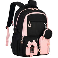 Black Pink Commute Girl School Backpack