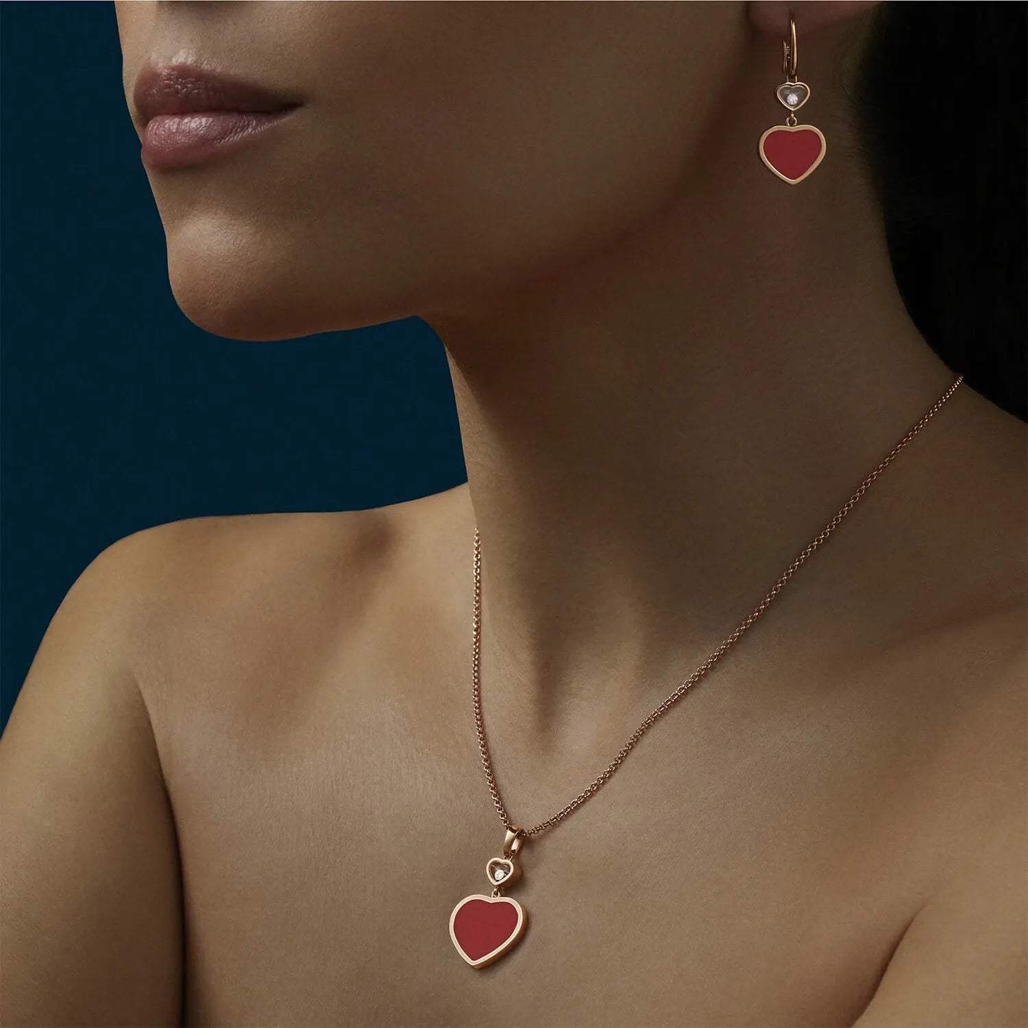 Dancing Diamond Carnelian Heart Earrings