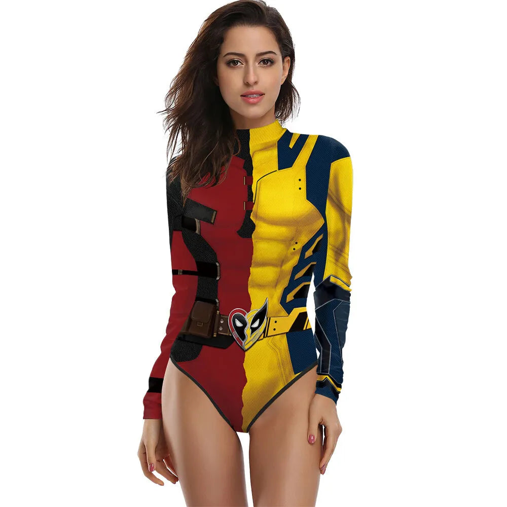 Deadpool and Wolverine Split Design Bodysuit