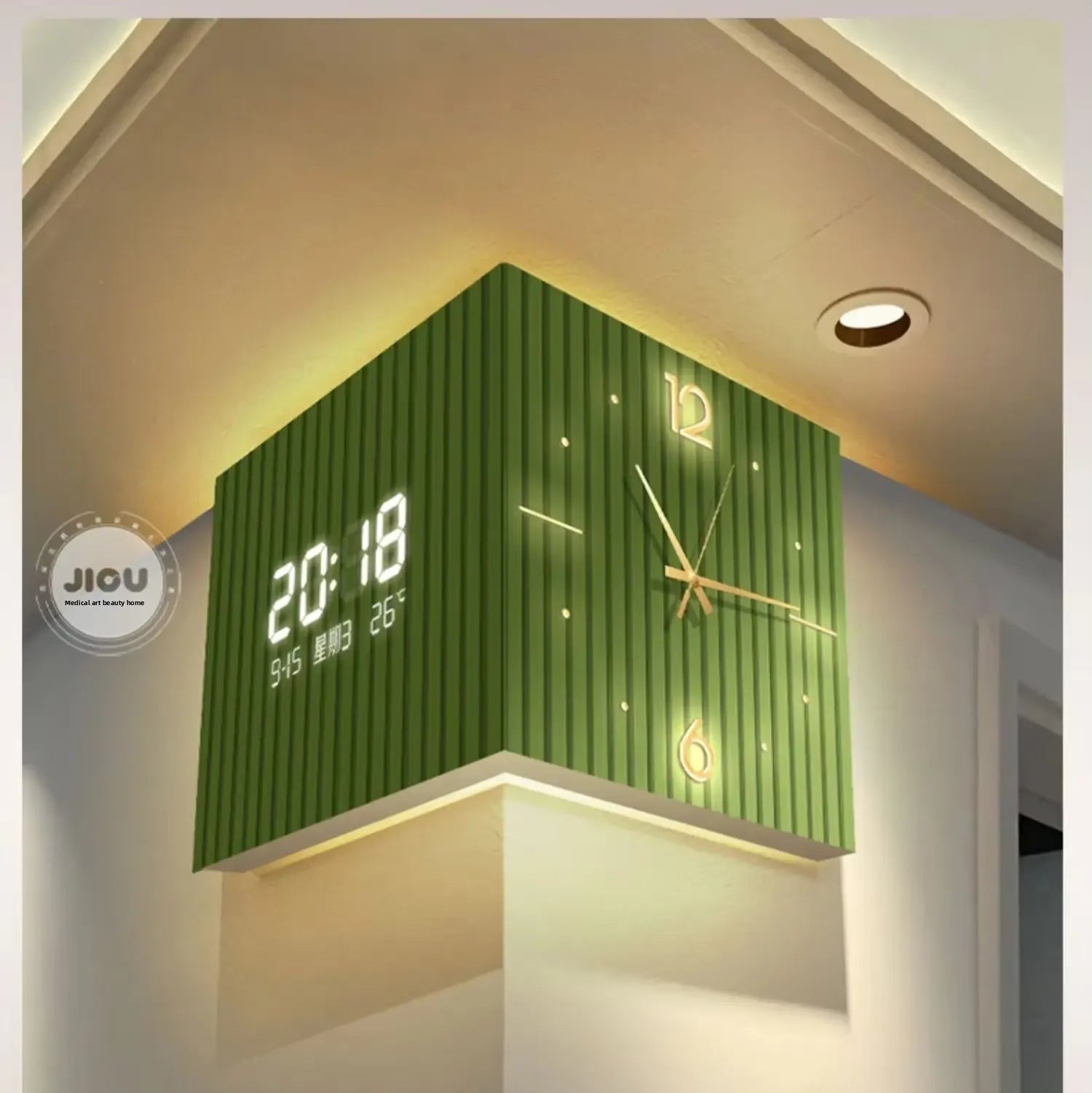 JIOU Dual-Sided Corner Wall Clock