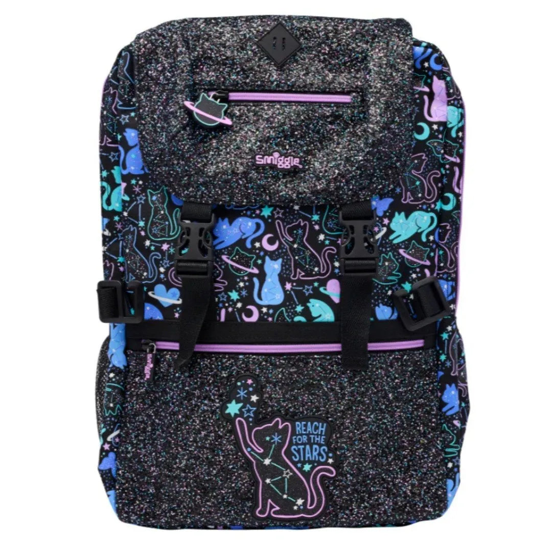 SMGL Celestial Cat Reach for the Stars Buckleflap Backpack