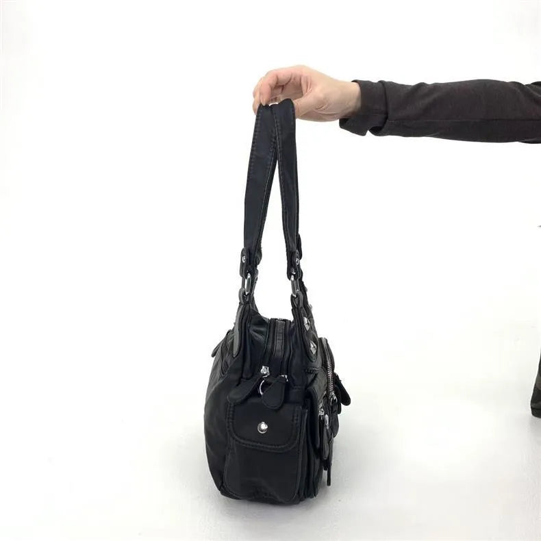 Vintage Y2K Washed Faux Leather Grunge Bag