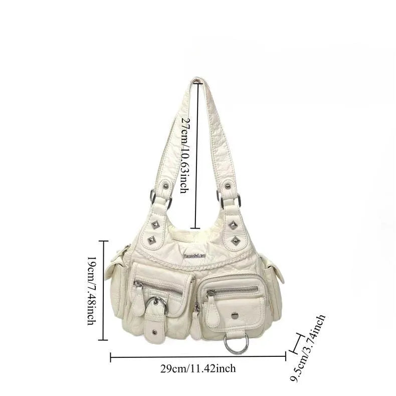 Vintage Y2K Washed Faux Leather Grunge Bag