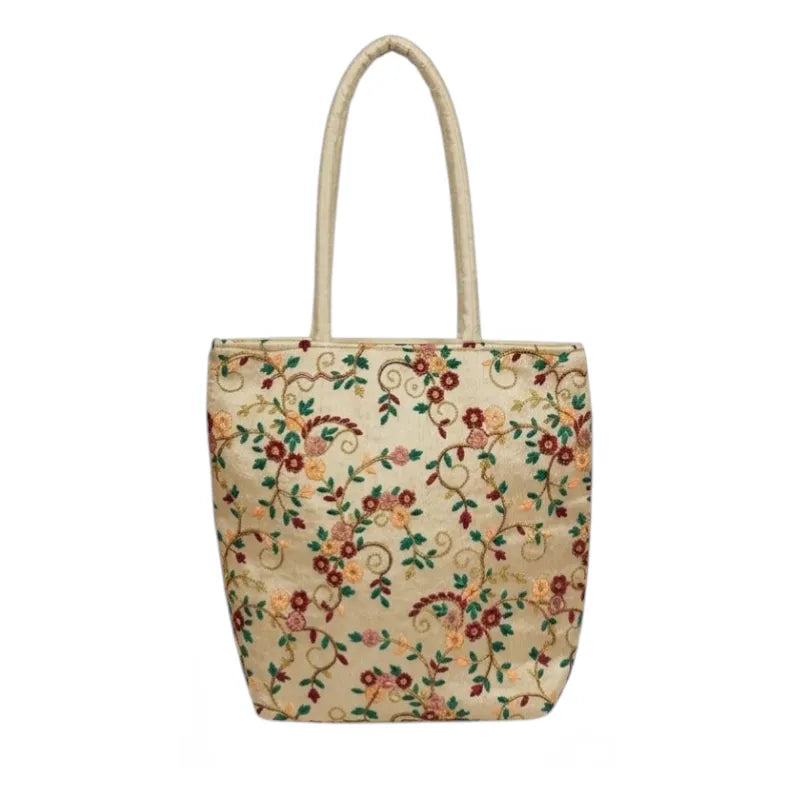 ThreadAura Ethinic Embroidery Carryall Tote