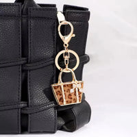 Luxurious Leopard Crystals Handbag Keychain