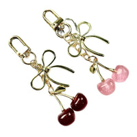 Premium Gold Metal Cherry Bow Keychain