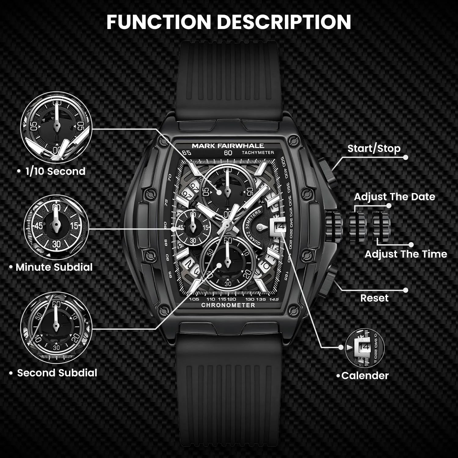 Mark Fairwhale Tonneau Chronograph Watch